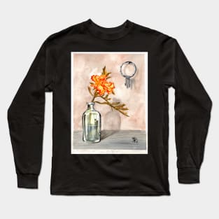 marigold in antique jar with old keys, 1 of 2 Long Sleeve T-Shirt